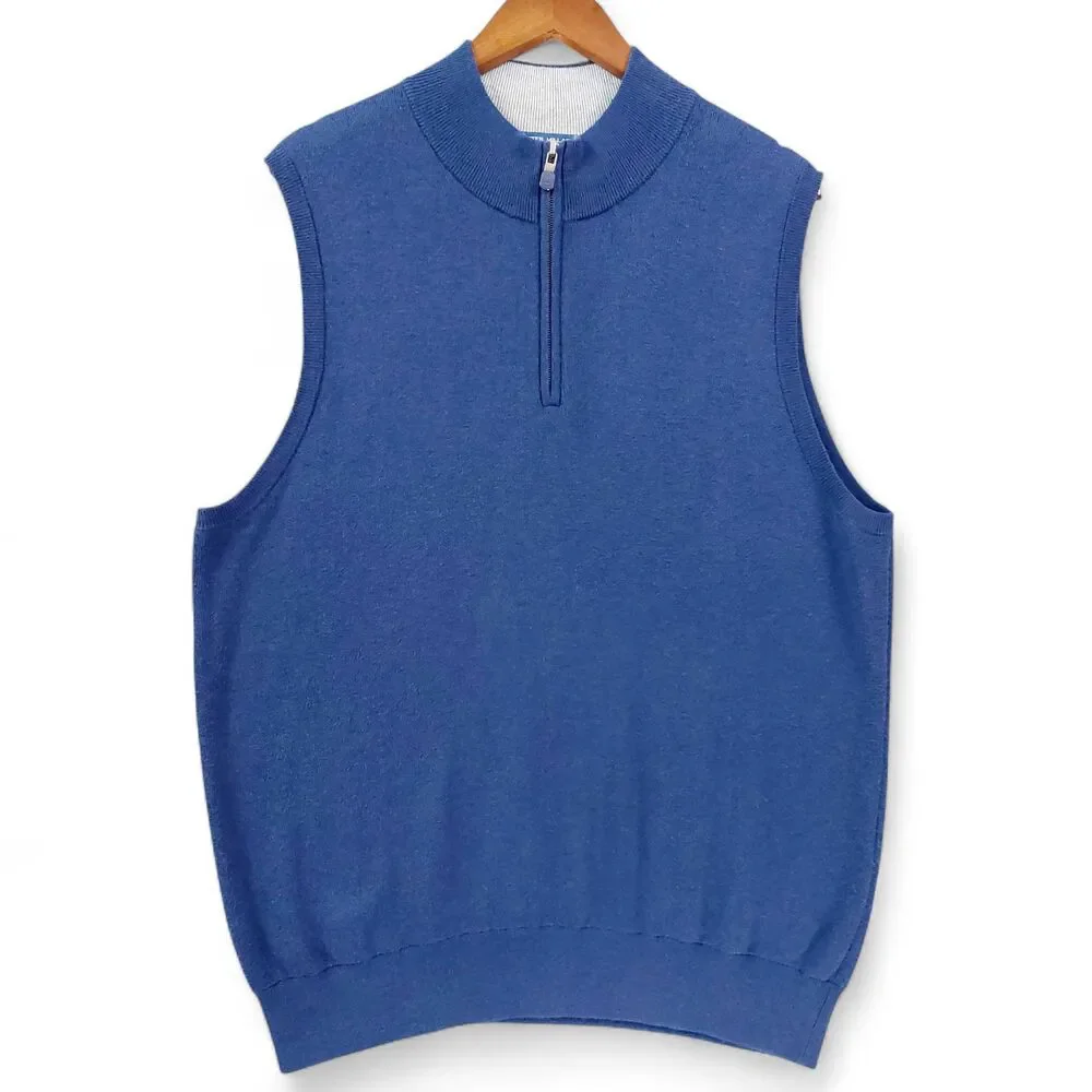 Peter Millar Crown Crafted XL Blue Quarter Zip Sweater Vest Golf